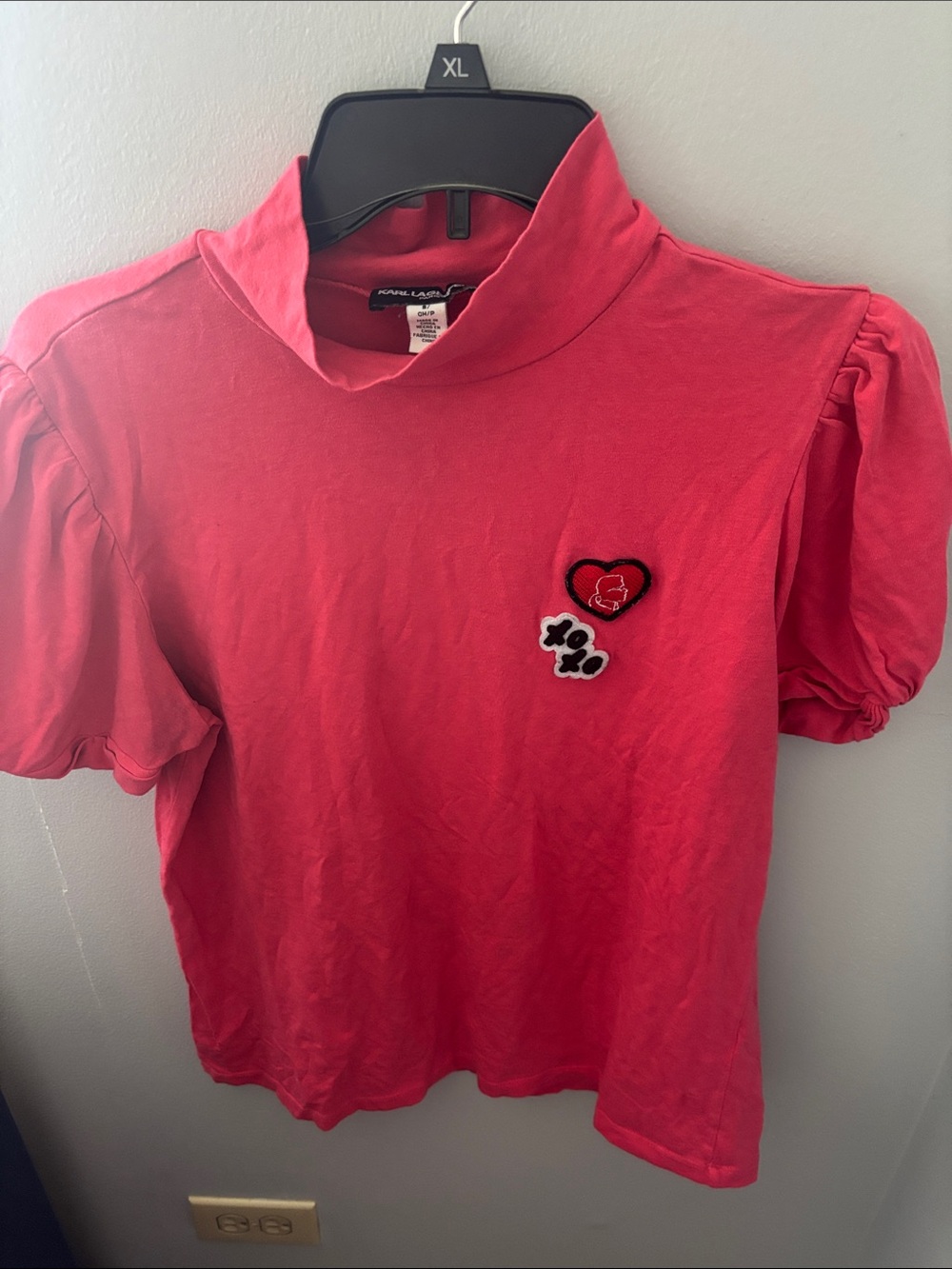 Karl Lagerfeld Bright Pink Crewneck Top